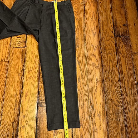 CUSTOM PETER MILLAR MENS 2 BUTTON WOOL GRAY/BLUE SUIT WITH PLEATED CUFFED PANTS - Picture 13 of 16